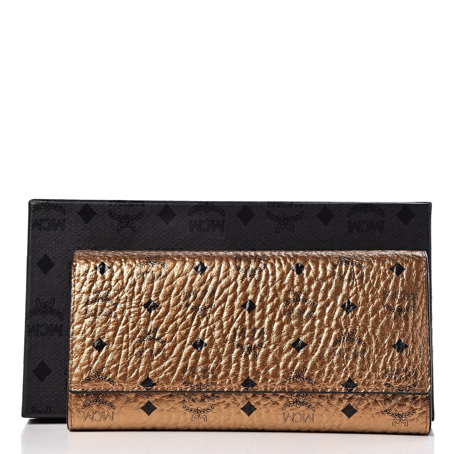 Metallic Visetos Continental Flap Wallet Gold