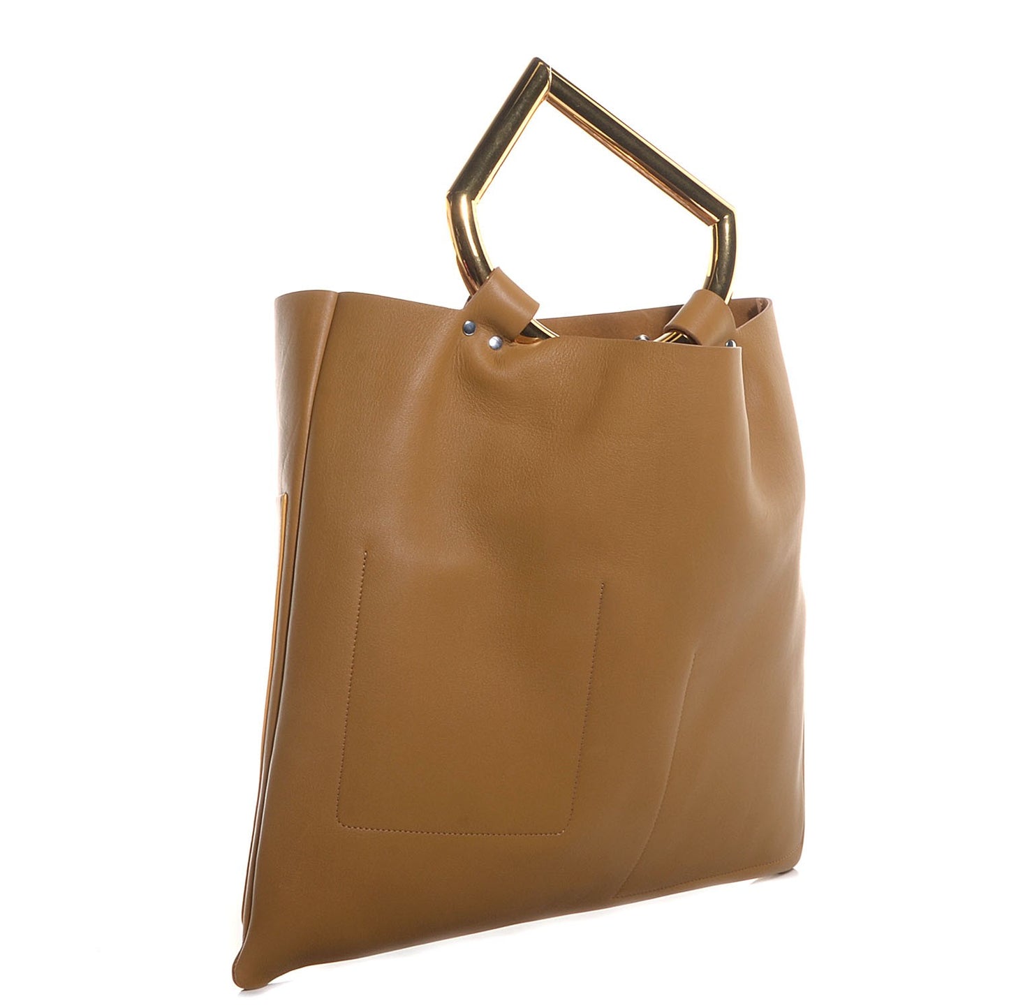 Smooth Calfskin Geometrical Tote Nutmeg