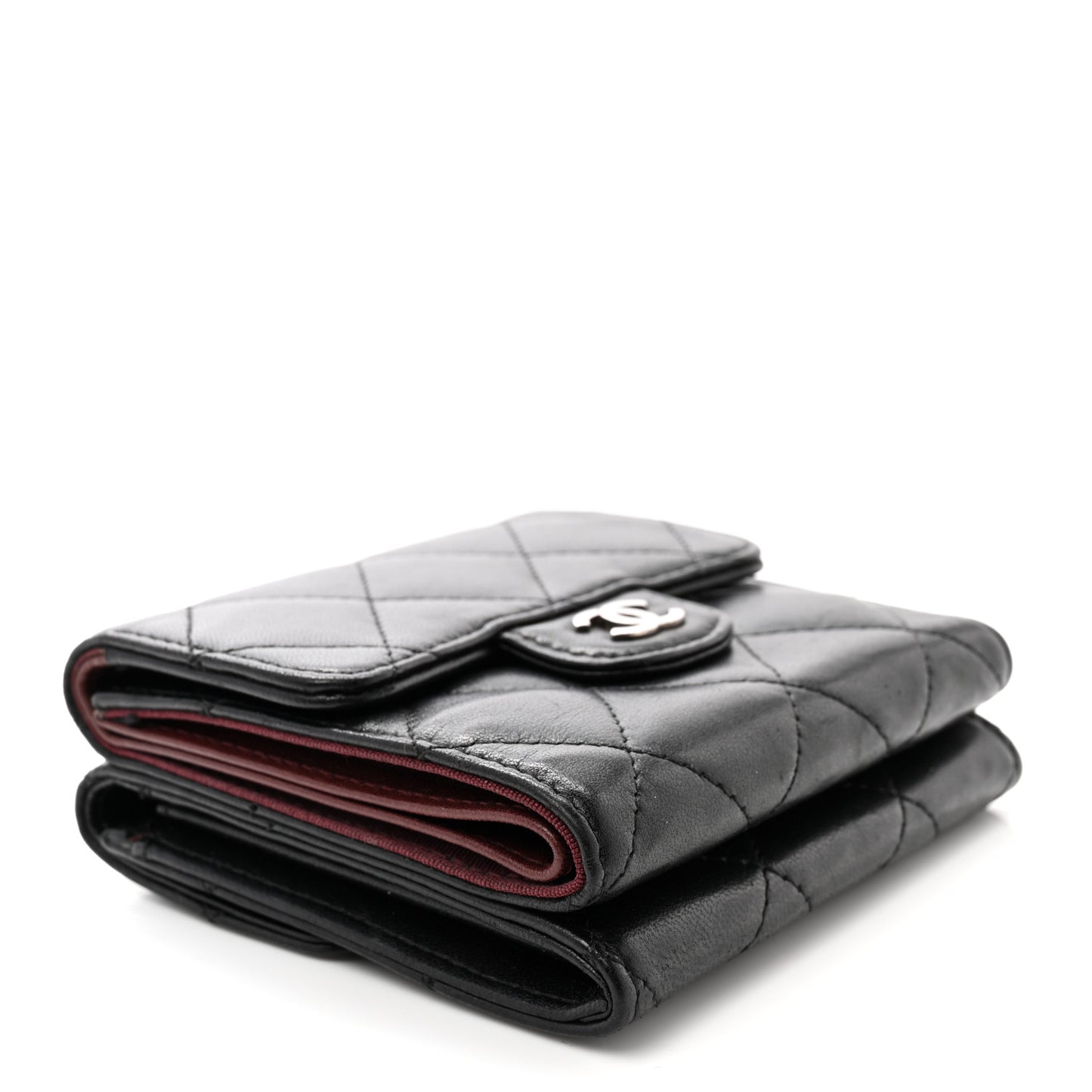 Lambskin Quilted Double Sided Wallet Black