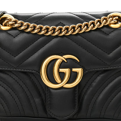 Gucci Calfskin Matelasse Mini GG Marmont Shoulder Bag Black 8 of 9
