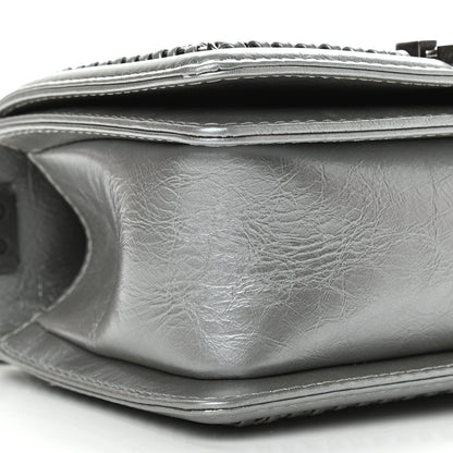 Chanel Metallic Aged Calfskin Quilted Small Boy Handle Flap Charcoal 14 of 17