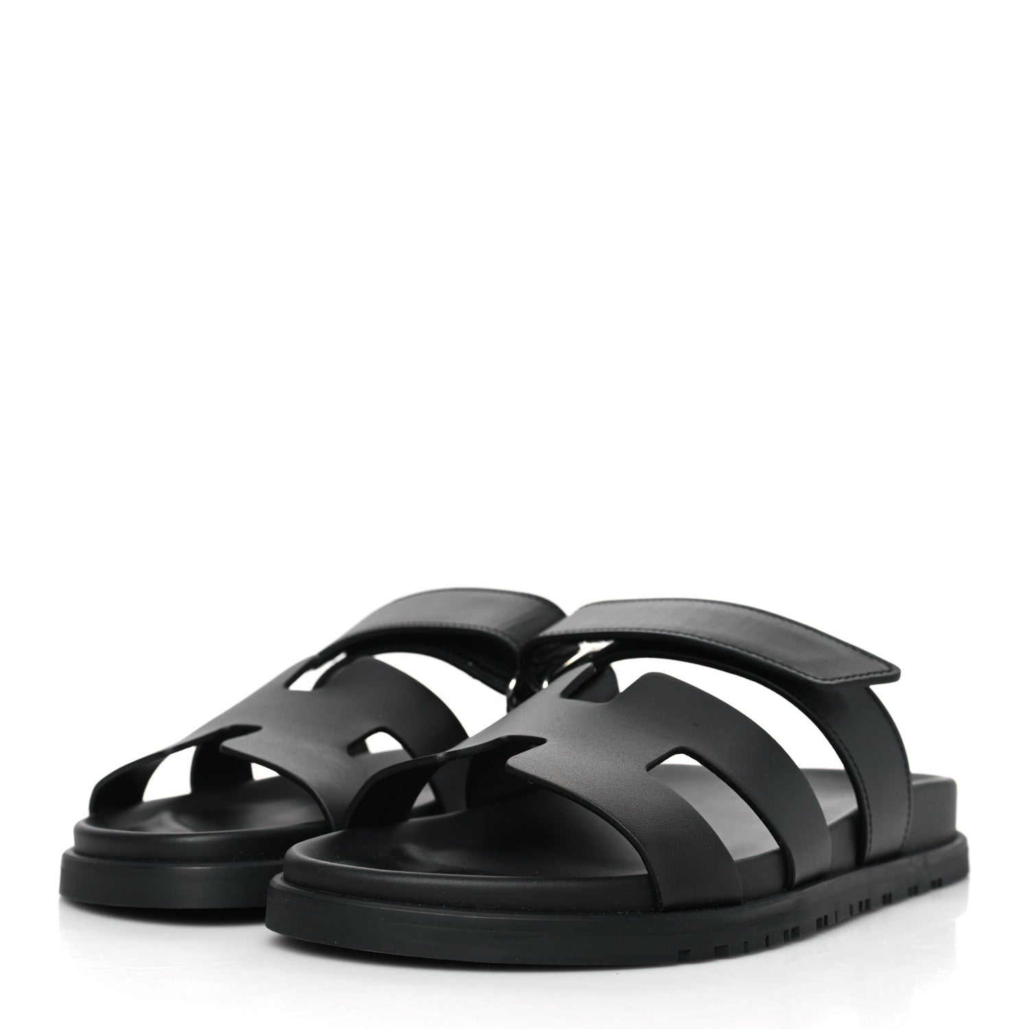Hermes Calfskin Womens Chypre Sandals 39.5 Black 3 of 9