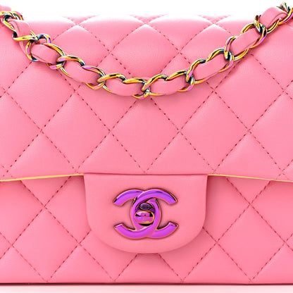 Chanel Lambskin Quilted Mini Rectangular Flap Pink Yellow 8 of 10
