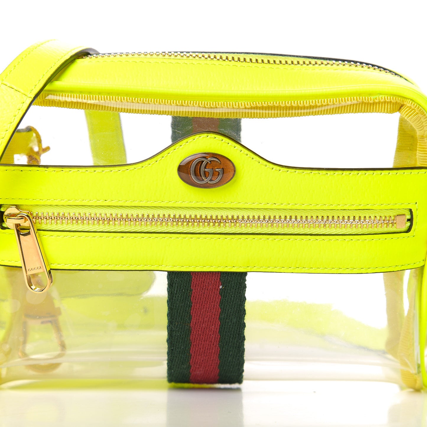 Vinyl Web Mini Ophidia Transparent Shoulder Bag Yellow Fluo