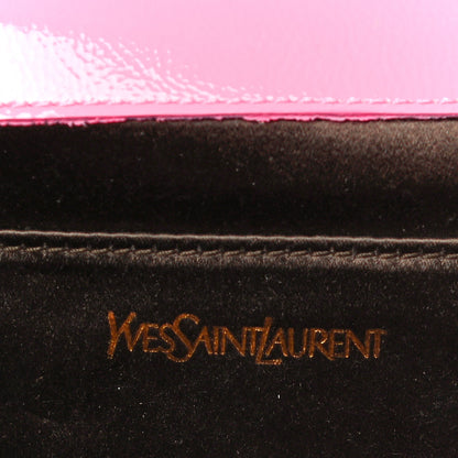 Saint Laurent Textured Patent Monogram Large Belle De Jour Clutch Pink 7 of 12