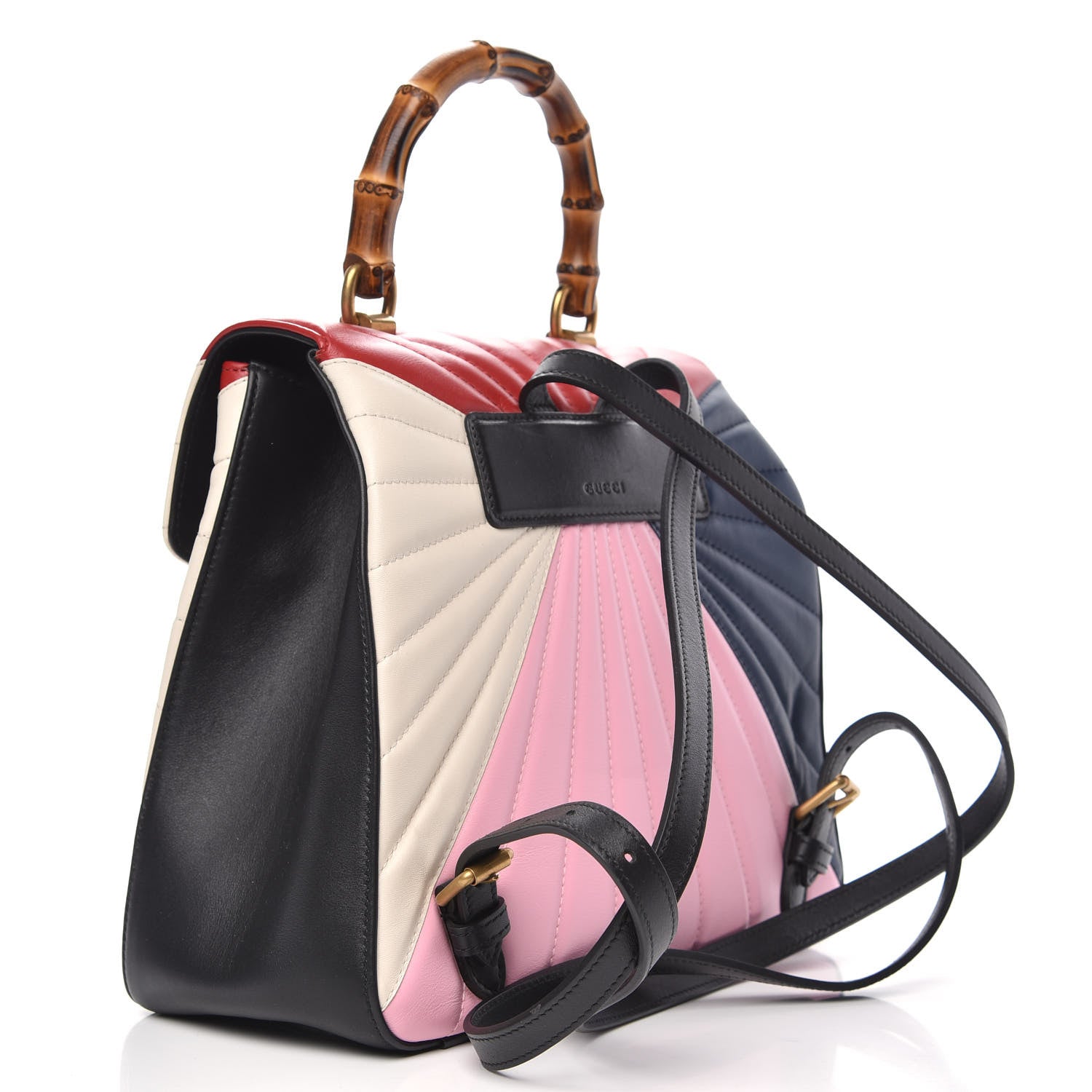 Gucci Calfskin Bamboo Trapuntata Queen Margaret Backpack Blue Agata Hibiscus Red Mystic White Sugar Pink 2 of 13