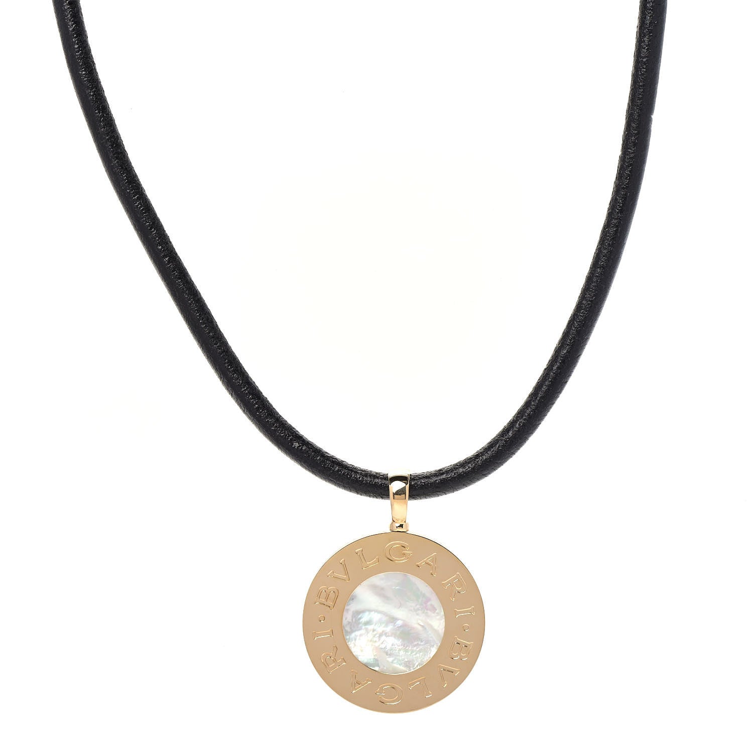 Bulgari Stainless Steel 18K Yellow Gold Black Onyx Mother of Pearl BVLGARI BVLGARI Cord Pendant Necklace 1 of 7