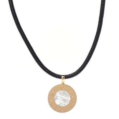 Bulgari Stainless Steel 18K Yellow Gold Black Onyx Mother of Pearl BVLGARI BVLGARI Cord Pendant Necklace 1 of 7