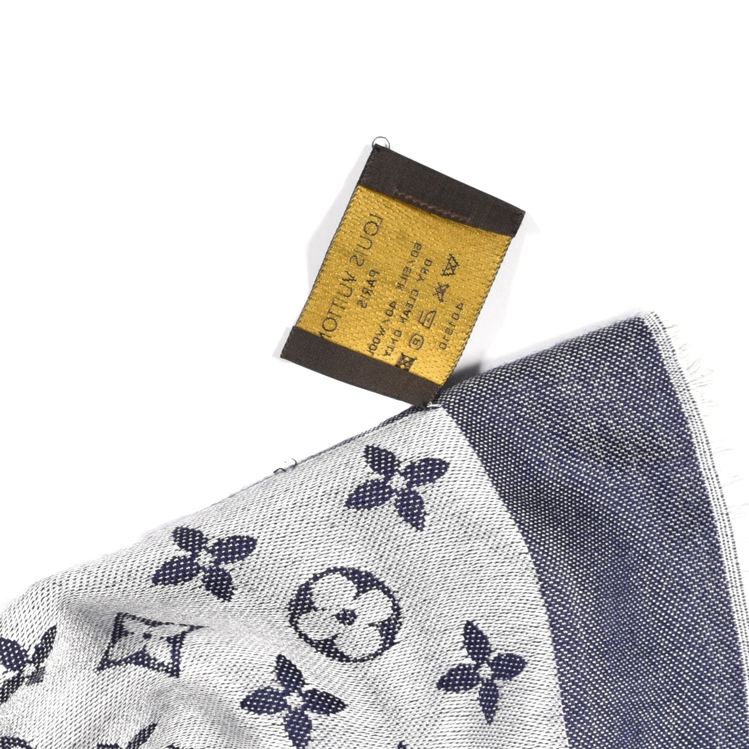 Louis Vuitton Silk Wool Monogram Denim Shawl Blue 5 of 5