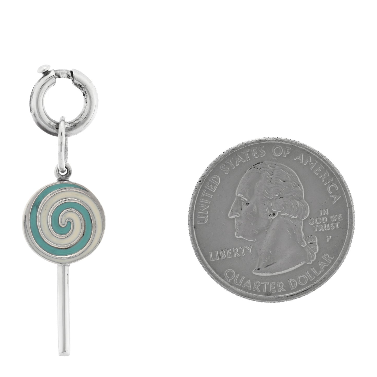 Sterling Silver Enamel Lollipop Charm Blue White