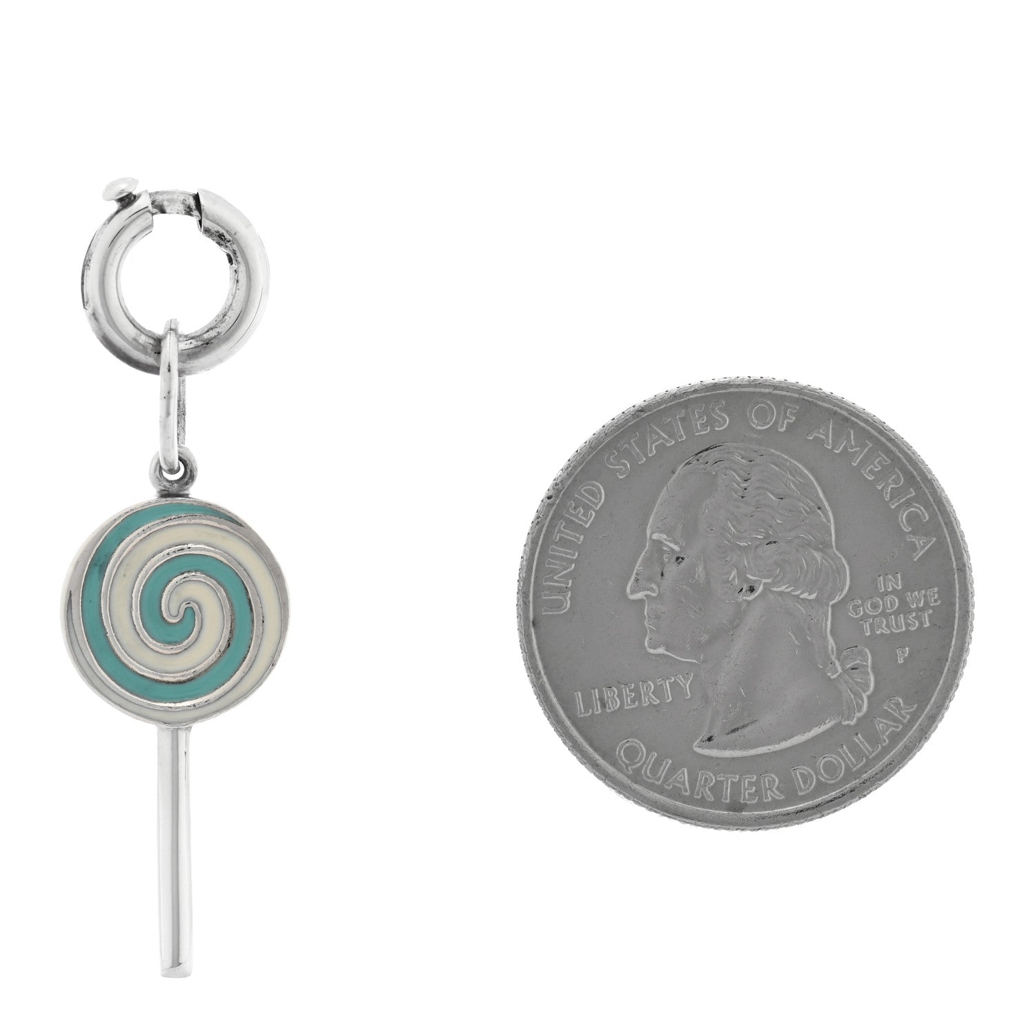 Tiffany Sterling Silver Enamel Lollipop Charm Blue White 2 of 3