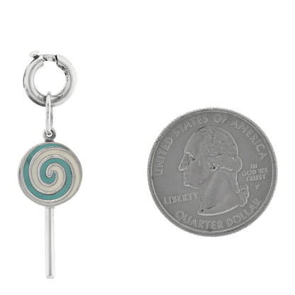 Tiffany Sterling Silver Enamel Lollipop Charm Blue White 2 of 3