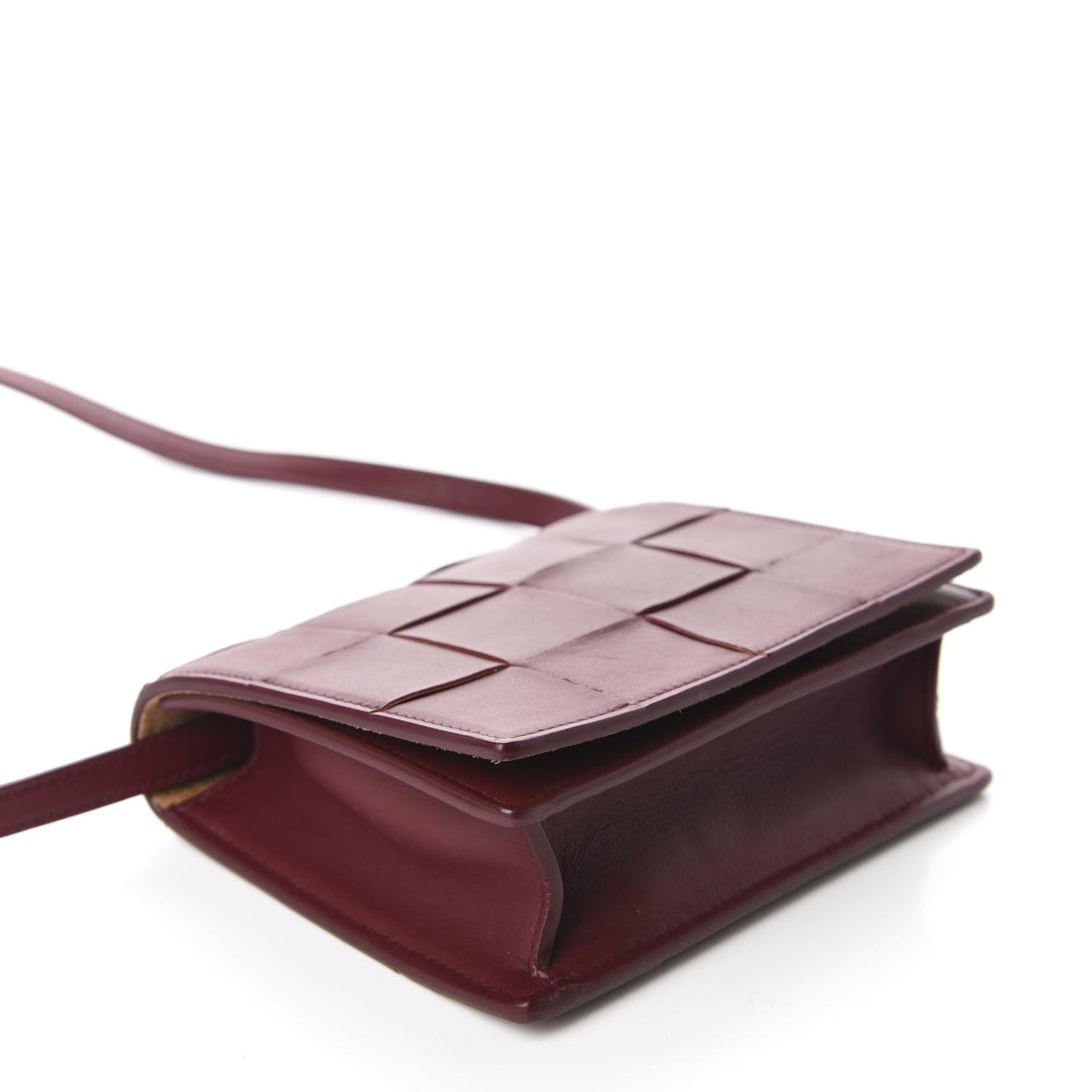 Nappa Maxi Intrecciato Mini Cassette Crossbody Bordeaux