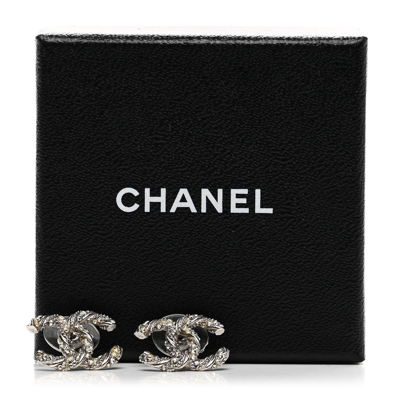 Chanel Crystal Twisted CC Earrings Silver 5 of 5