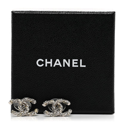 Chanel Crystal Twisted CC Earrings Silver 5 of 5