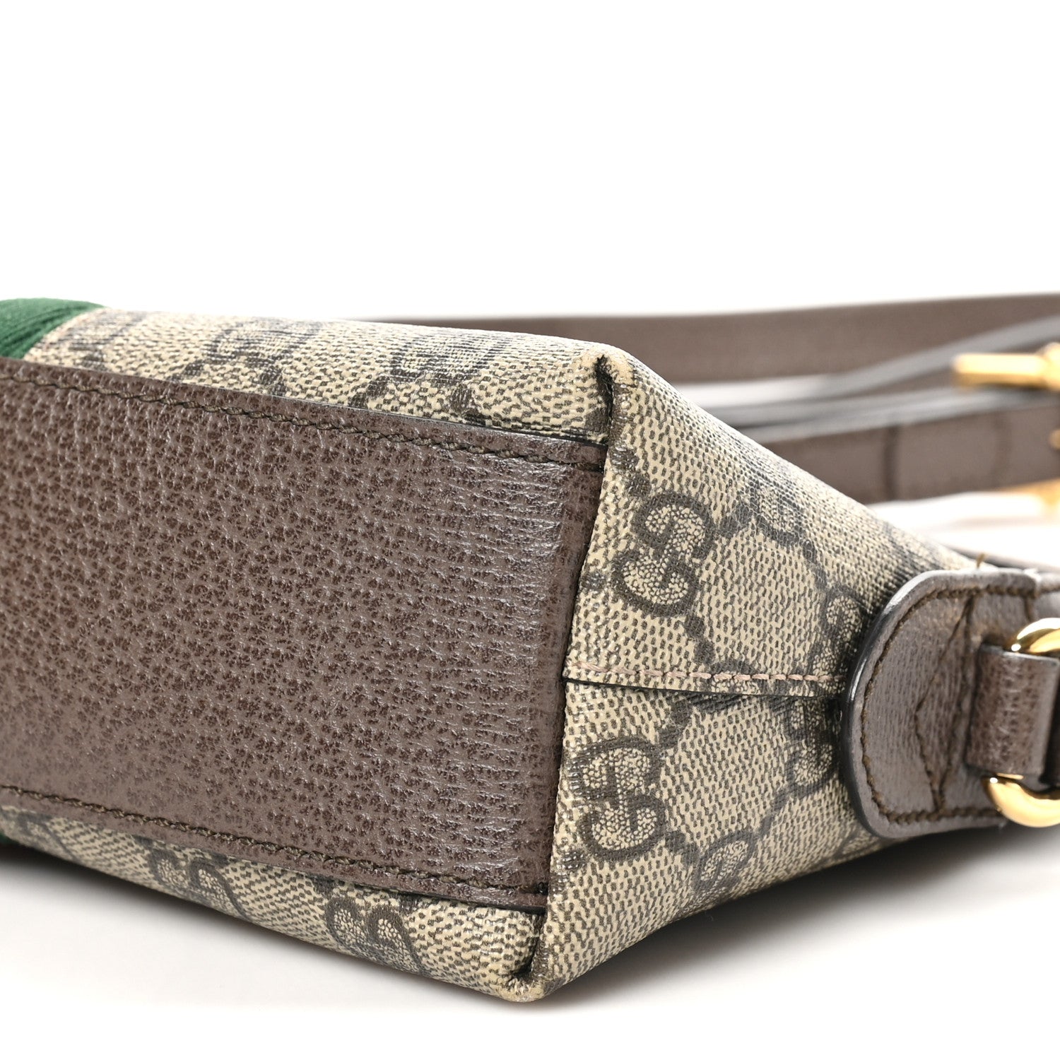 Gucci GG Supreme Monogram Textured Dollar Calfskin Web Small Ophidia Dome Shoulder Bag Beige Ebony New Acero 10 of 10