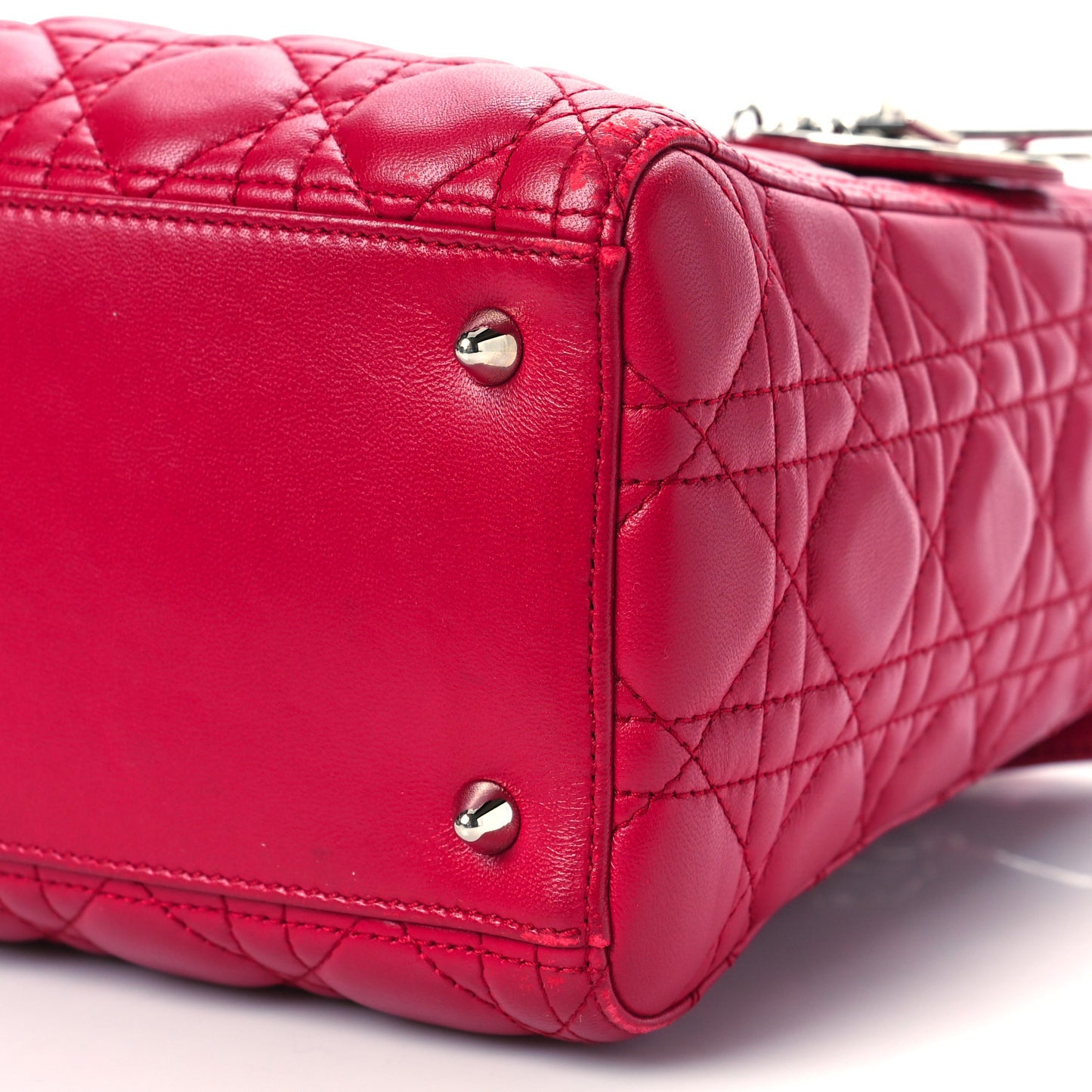 Lambskin Cannage Medium Lady Dior Fuchsia