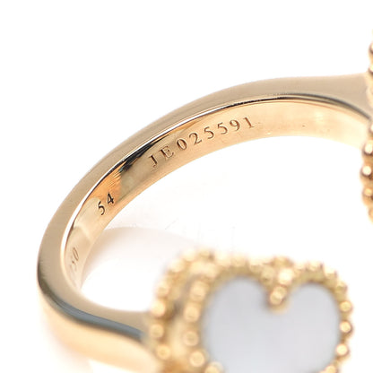Van Cleef & Arpels 18K Yellow Gold Mother of Pearl Tiger Eye Lucky Alhambra Between the Finger Ring 54 6.75 4 of 7