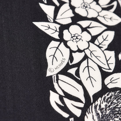 Hermes Cashmere Silk Jungle Love Tattoo Shawl 140 Bleu Black White 5 of 5