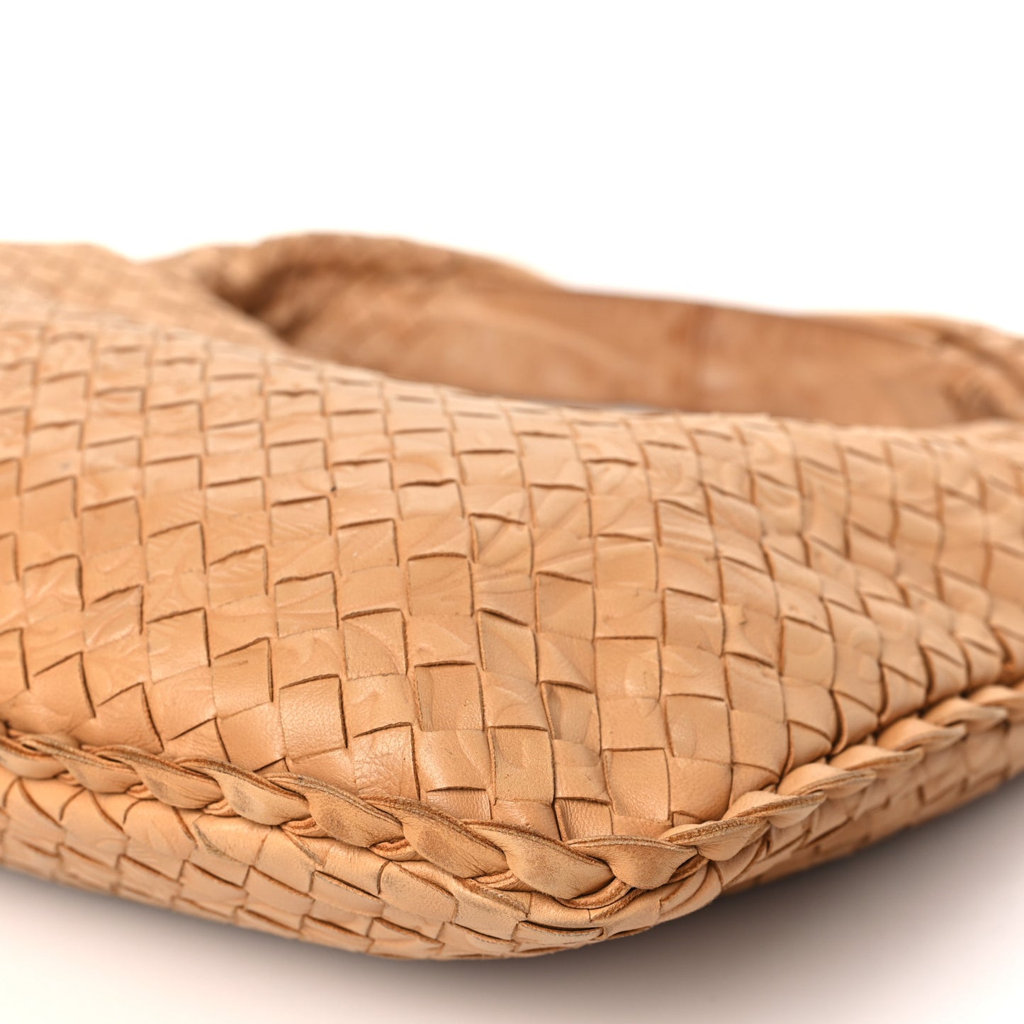 BOTTEGA VENETA Nappa Intrecciato Embossed Medium Veneta Hobo Camel