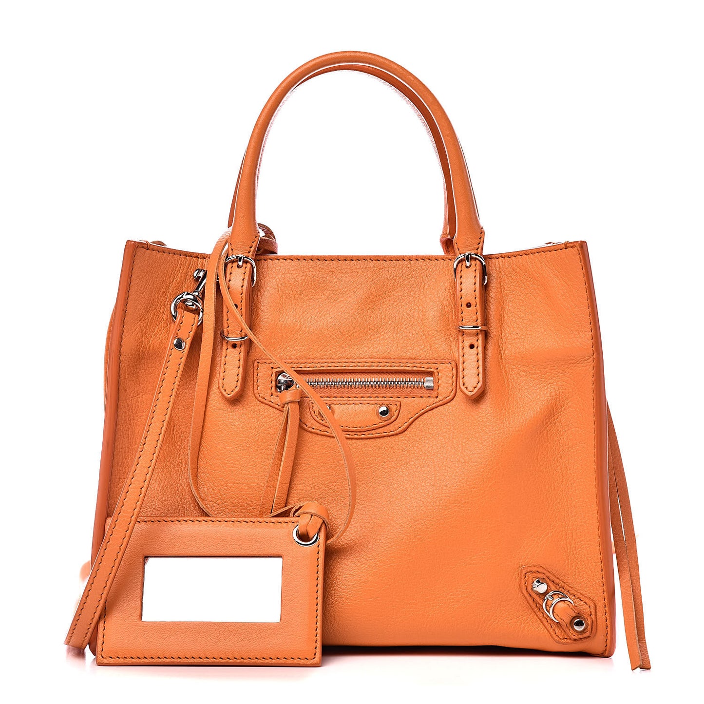 Calfskin Papier Mini A4 Zip Around Tote Orange