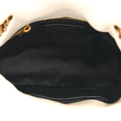 Saint Laurent Lambskin Quilted Toy Loulou Puffer Monogram Chain Satchel Blanc Vintage 5 of 9