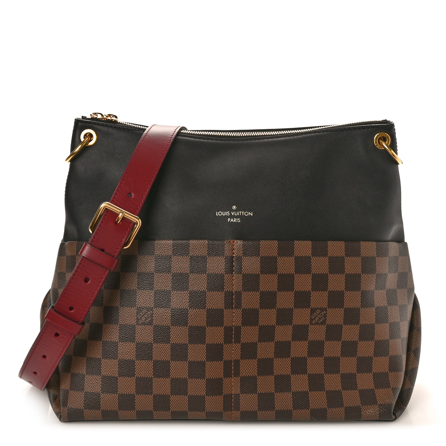 Louis Vuitton LOUIS VUITTON Damier Ebene Calfskin Maida Black 1 of 9