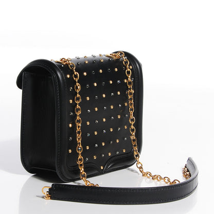 Alexander McQueen Calfskin Swarovski Crystal Studded Mini Heroine Chain Satchel Black 3 of 8