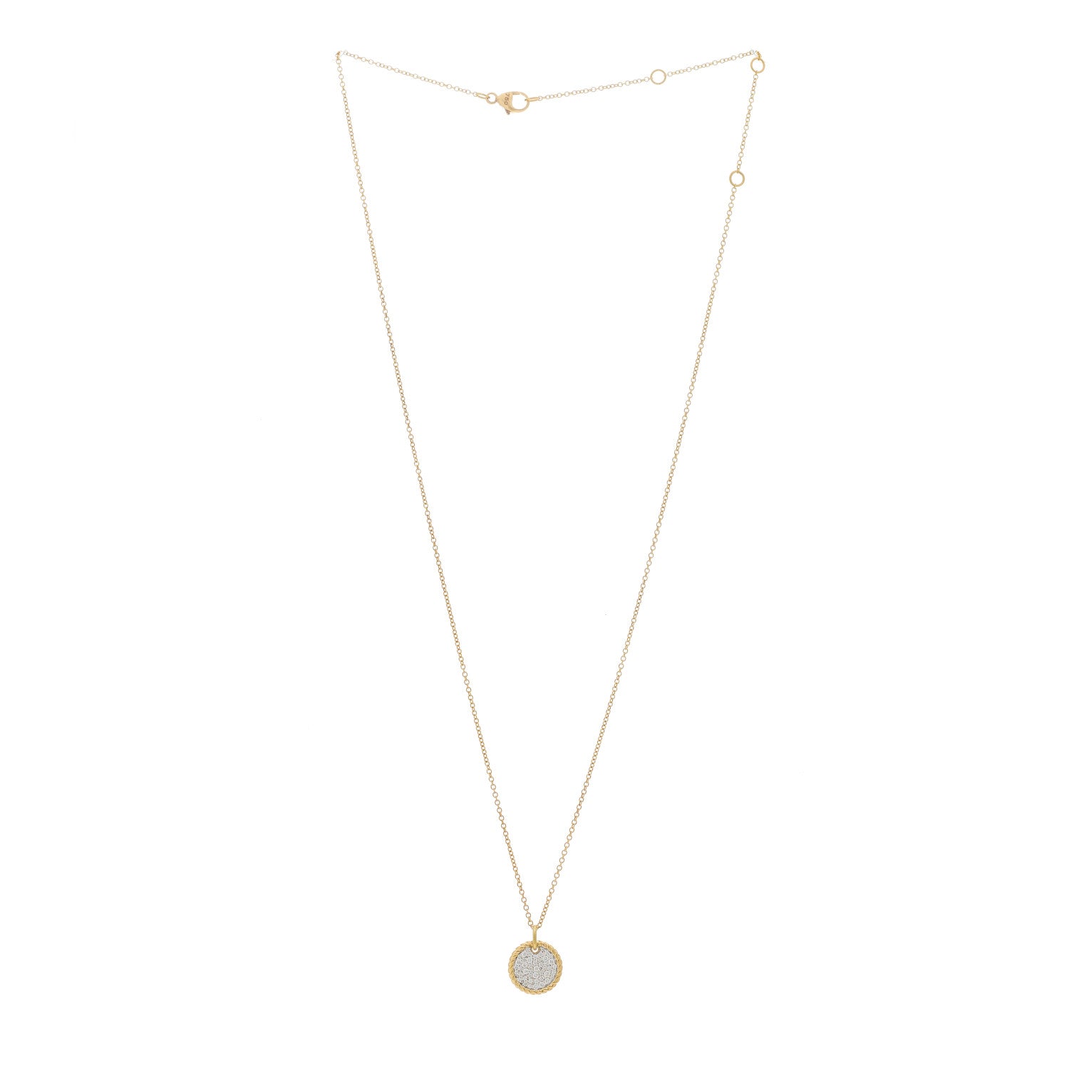 David Yurman 18K Yellow Gold Diamond Cable Collectibles Pave Charm Pendant Necklace 3 of 5