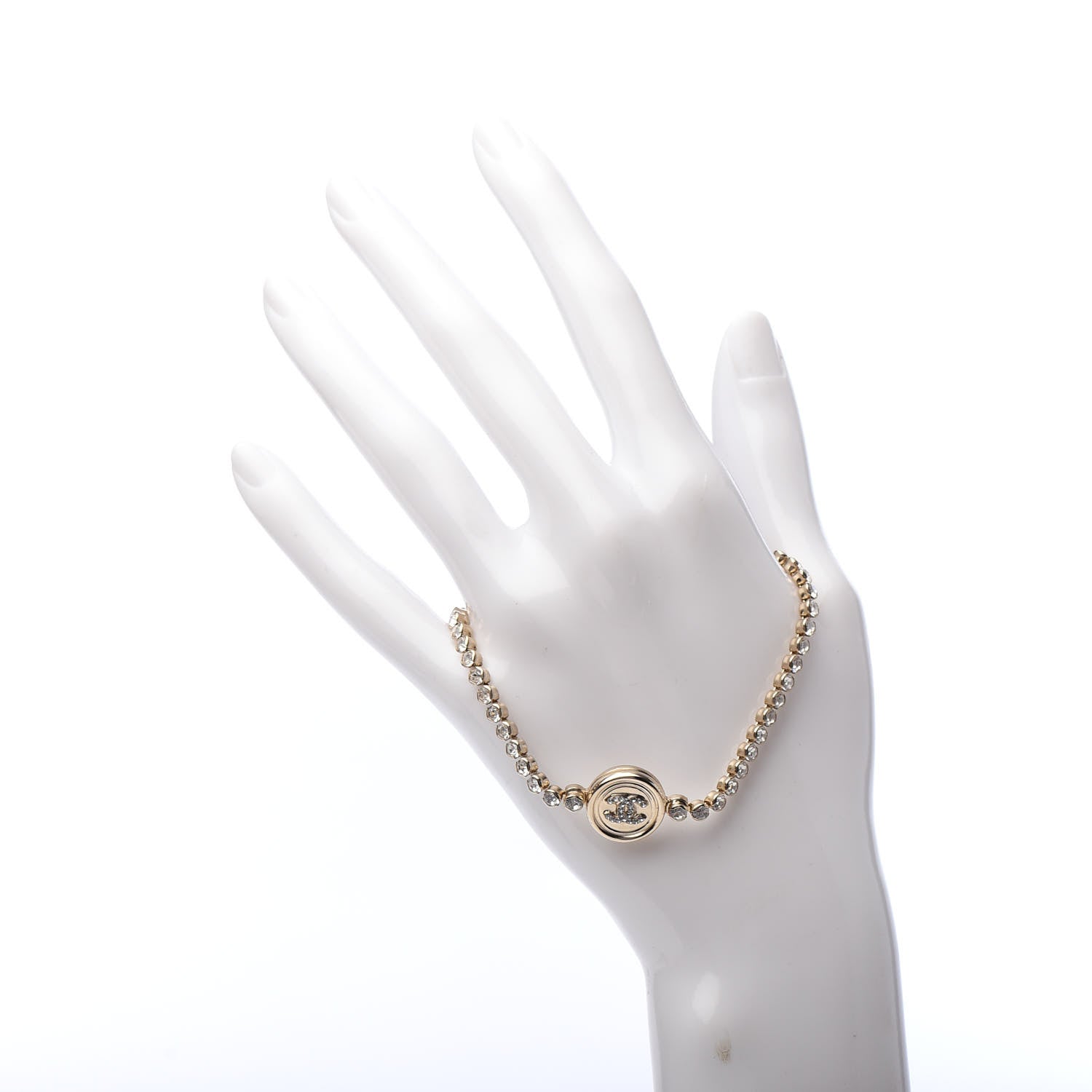 Chanel Crystal CC Chain Bracelet Gold 2 of 5