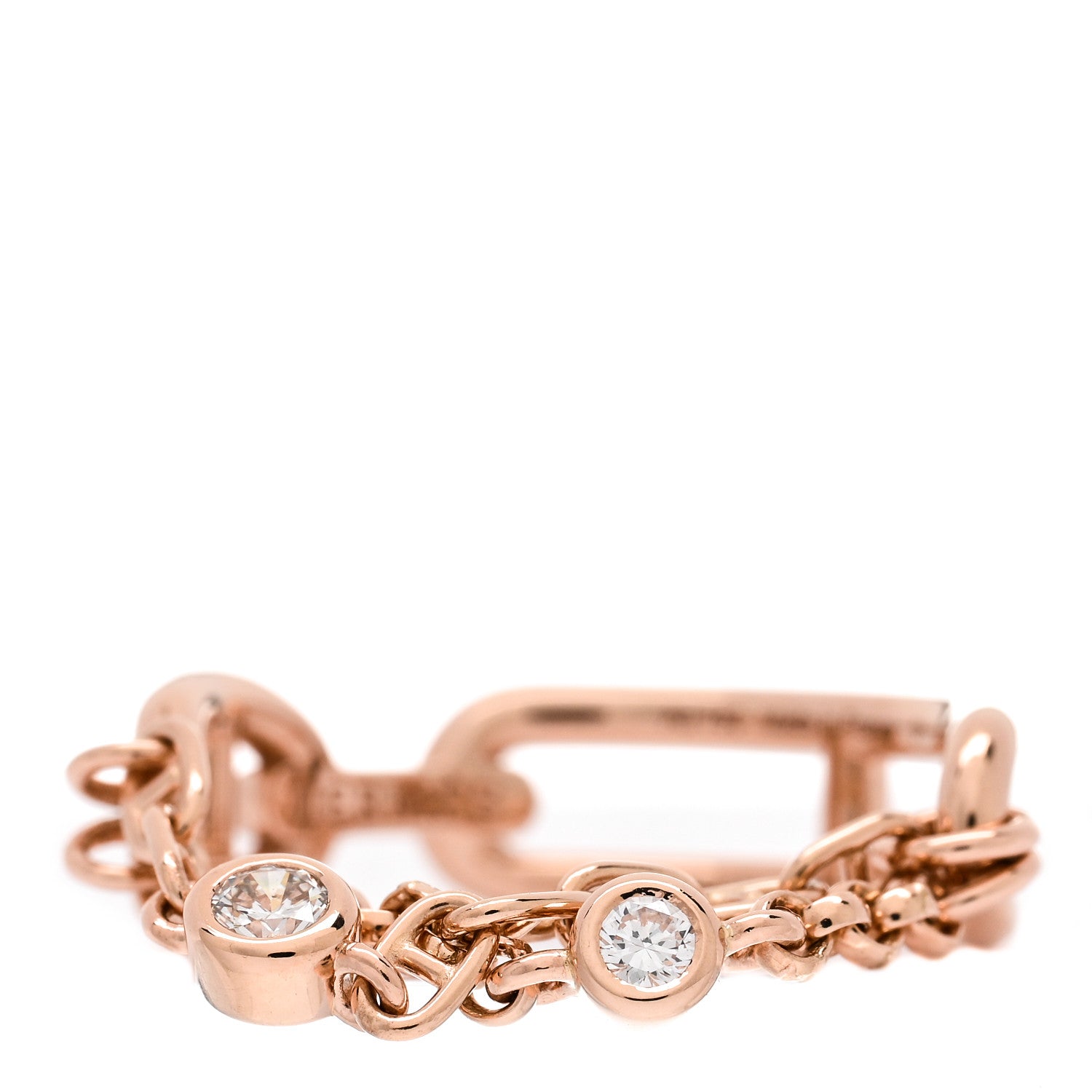 Hermes 18K Rose Gold Diamond PM Chaine d'Ancre Chaos Ring 51 5.75 1 of 5