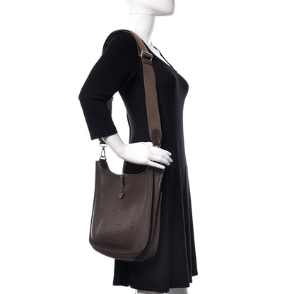 Hermes Taurillon Clemence Evelyne III PM Chocolate 2 of 11