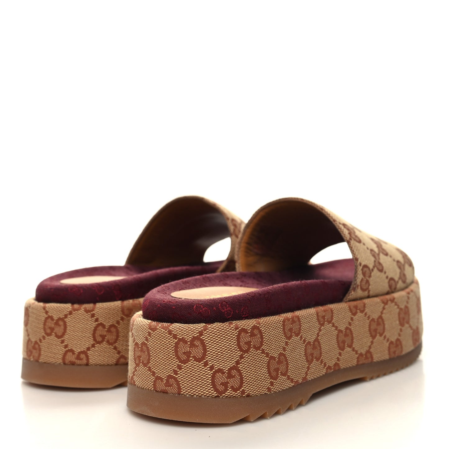 Canvas GG Monogram Angelina Platform Slide Sandals 36.5 Beige Ruggine