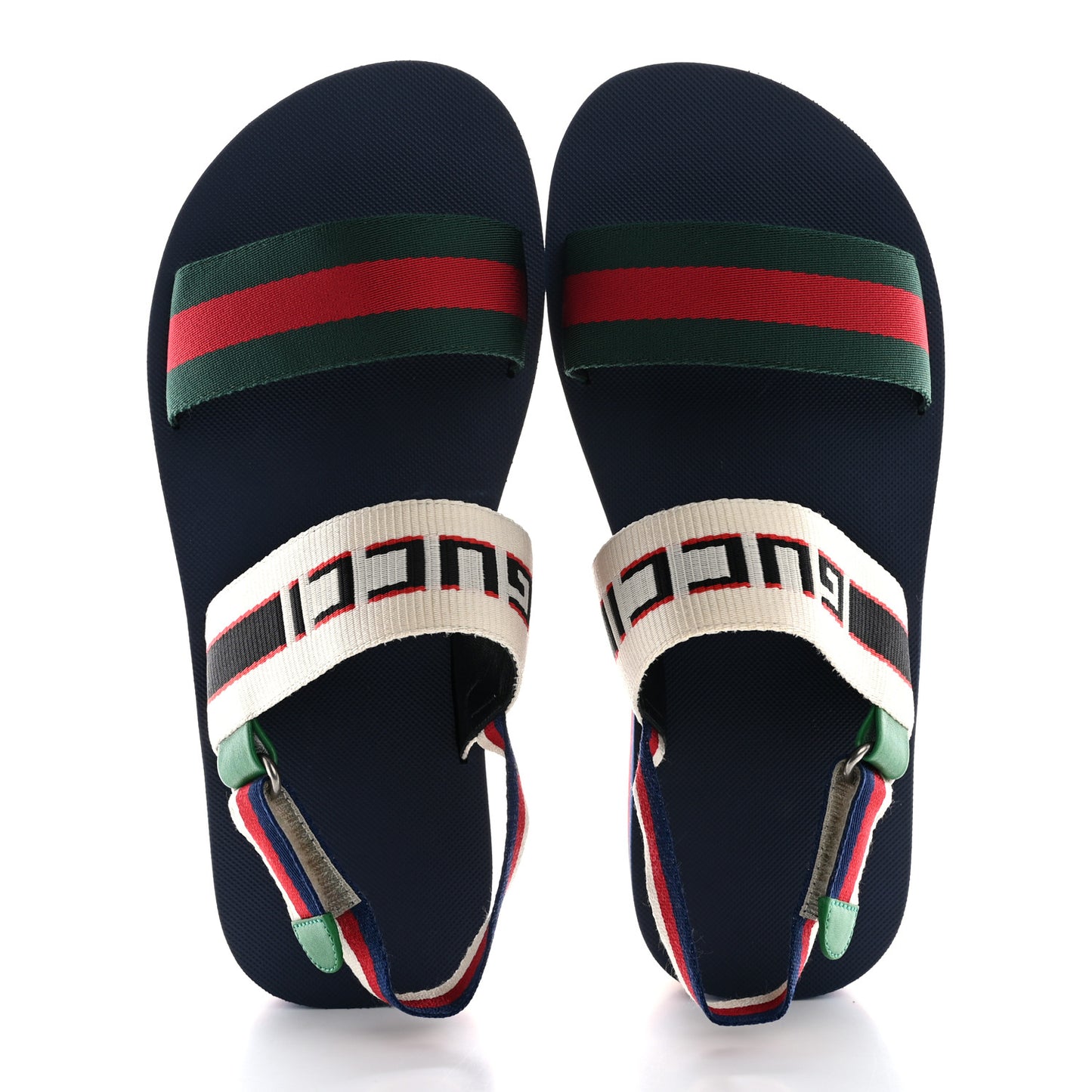 Nylon Stripe Logo Sylvie Web Platform Slingback Sandals 40 Green Red Ecru