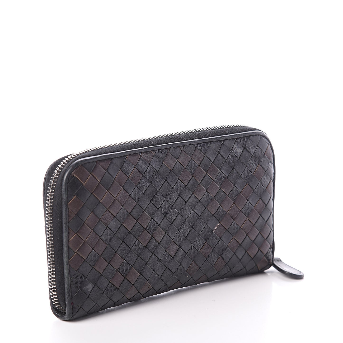 Nappa Ayers Intrecciato Zip Around Wallet Black