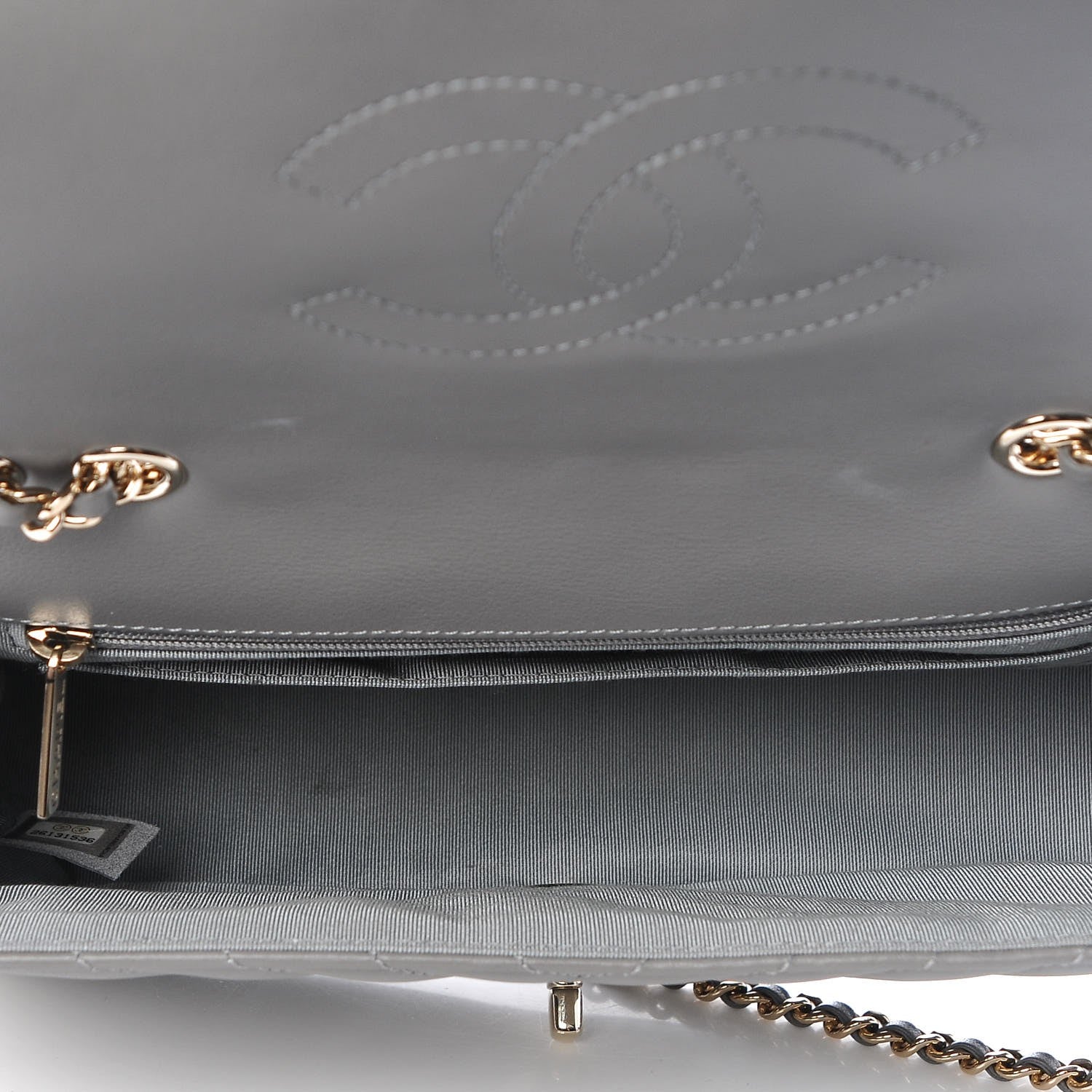 Chanel Calfskin Chevron Quilted Small Statement Flap Grey 5 of 10