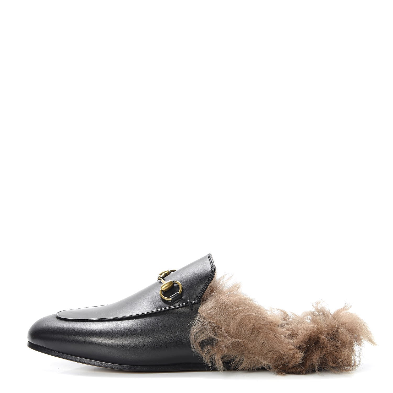 Gucci Calfskin Fur Womens Princetown Slippers 38 Black 1 of 8