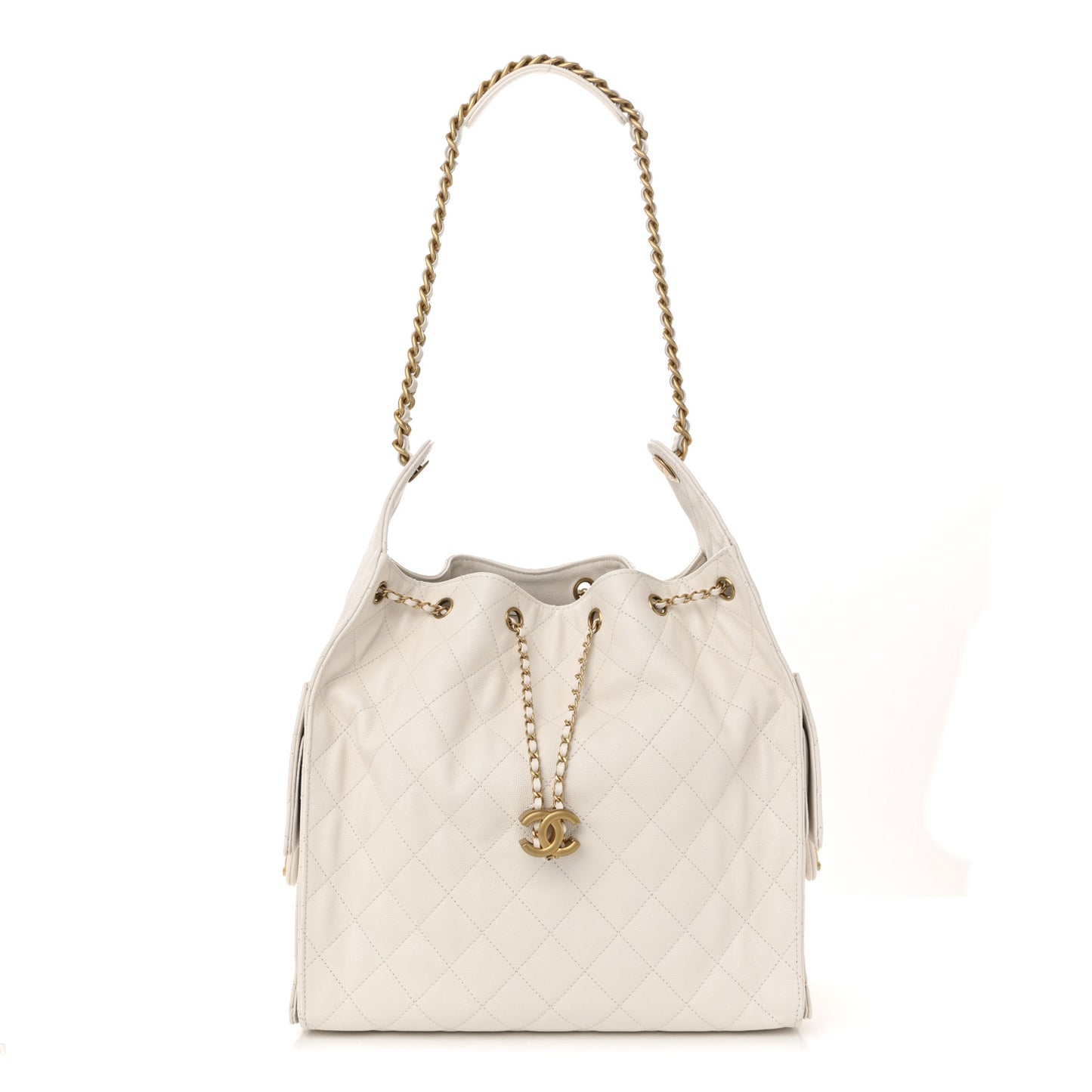 Caviar Quilted Medium Chanel 25 Handbag White