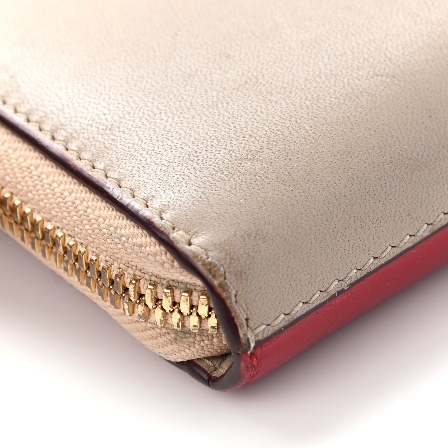Smooth Calfskin Baylee Long Zip Around Wallet Red Beige