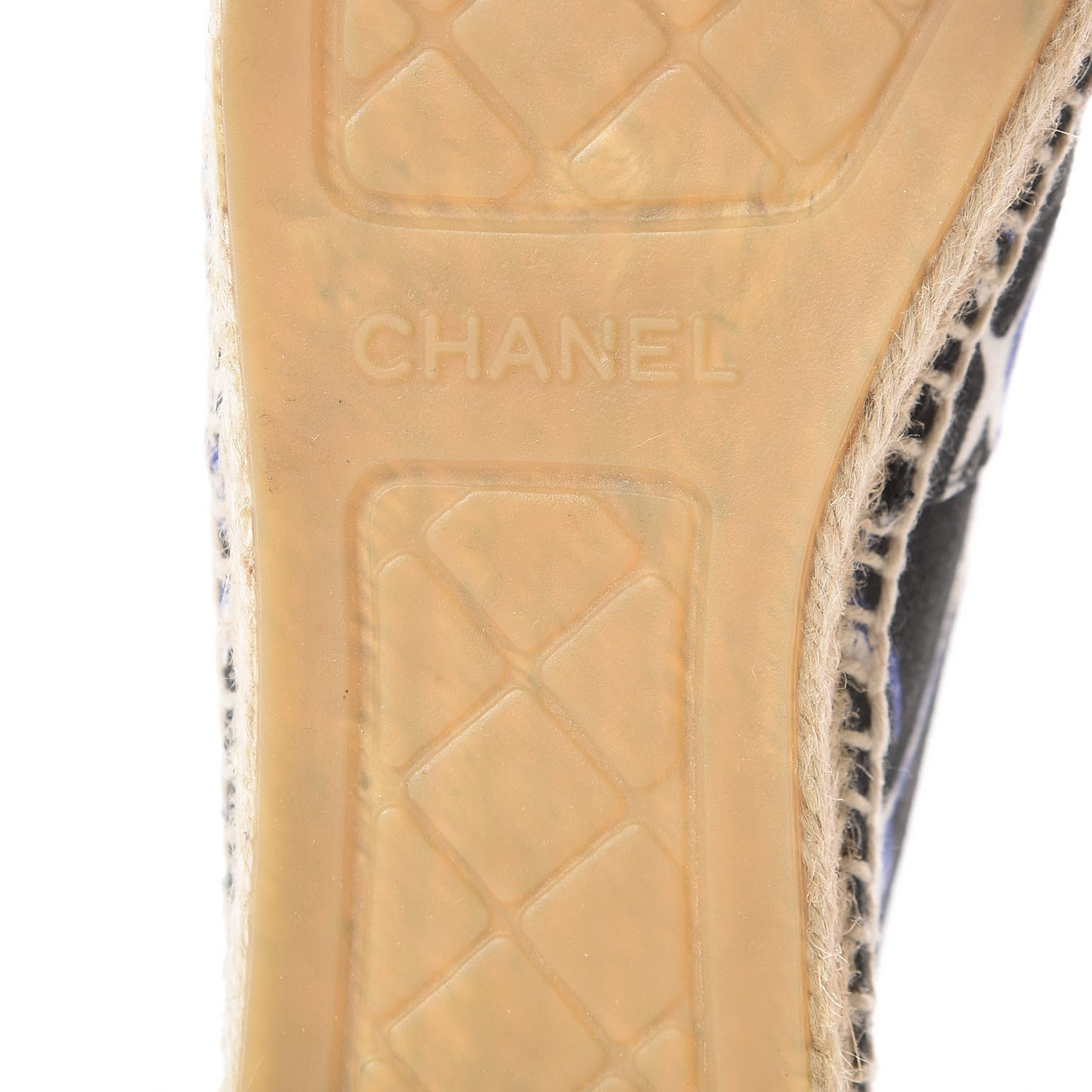 Printed Canvas Grosgrain Espadrilles 37 Blue Black