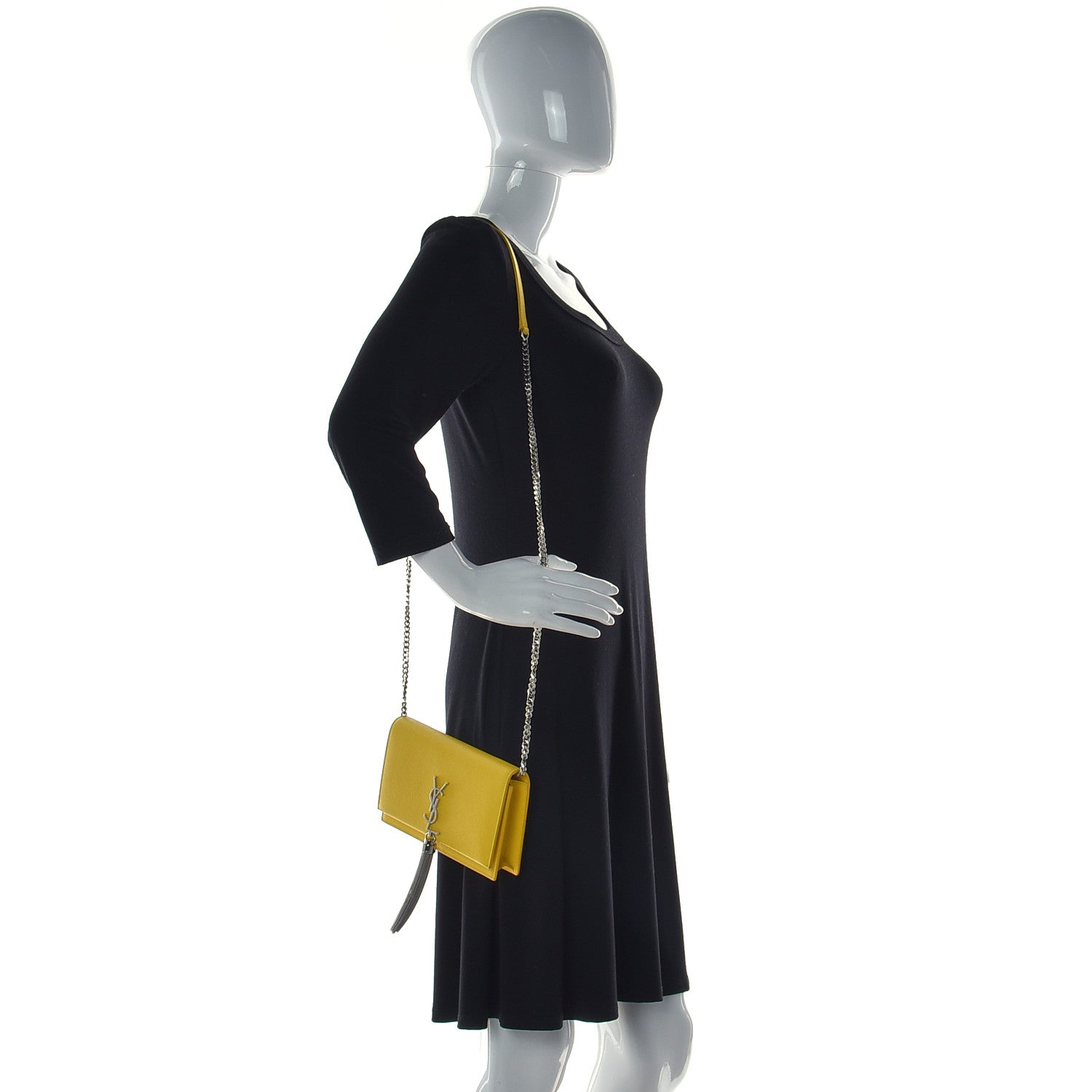 Saint Laurent Grain De Poudre Classic Monogram Kate Tassel Chain Wallet Mimosa 2 of 8