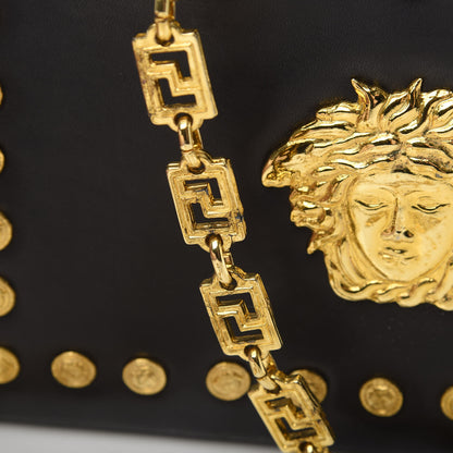 Versace Calfskin Medallion Tribute Chain Shoulder Bag Black 12 of 14