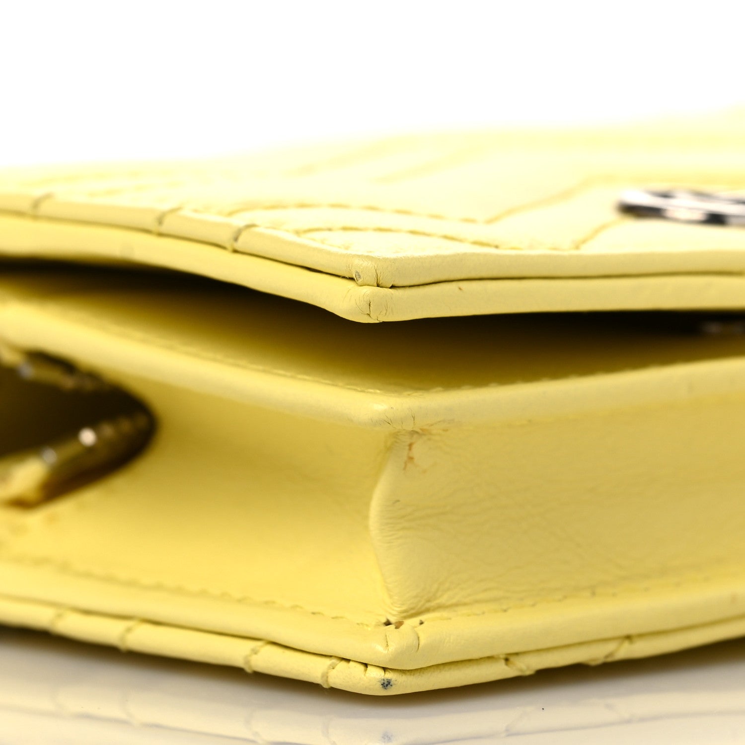 Gucci Calfskin Matelasse GG Marmont Mini Wallet On Chain Banana 7 of 9