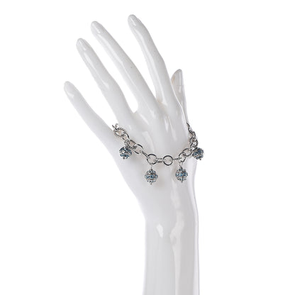 David Yurman Sterling Silver Blue Topaz Oval Link Charm Bracelet 2 of 4
