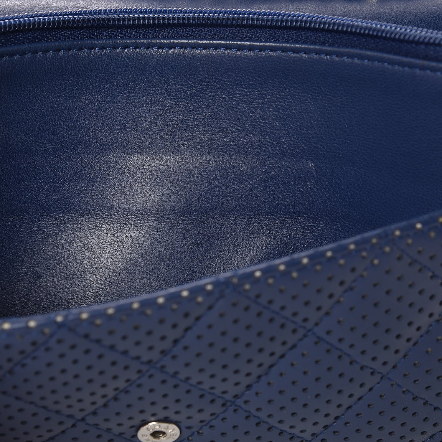 Chanel Perforated Lambskin Quilted Wallet On Chain WOC Blue 9 of 18