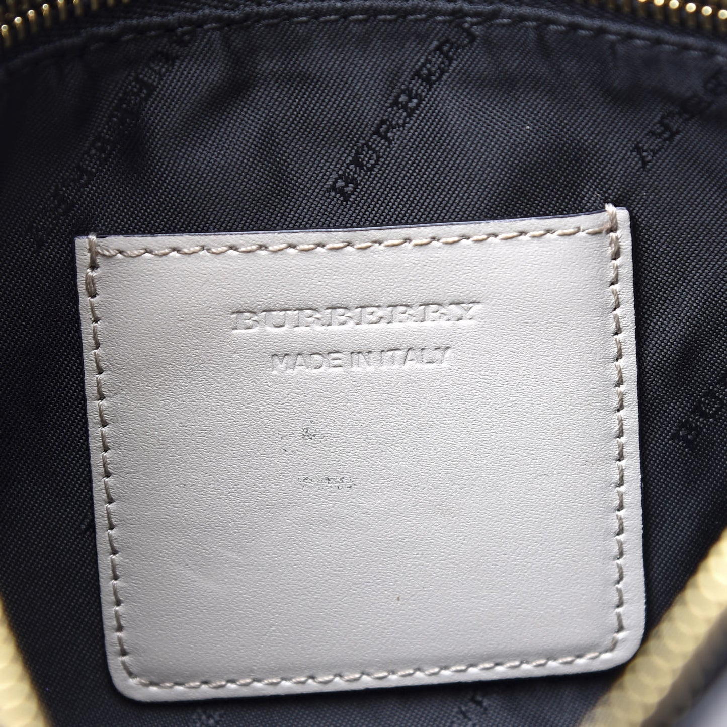 Signature Grain Calfskin Check Embossed Large Penelope Pouch Stone White