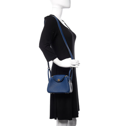 Hermes Taurillon Clemence Mini Lindy 20 Deep Bleu 2 of 10