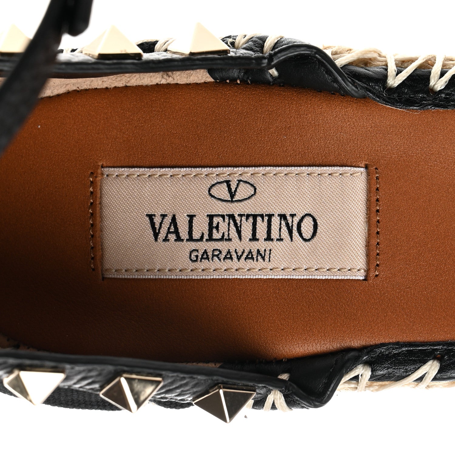 Valentino Garavani Canvas Butterfly Embroidered Rockstud Ankle Strap Espadrille 15/85mm Wedge Sandals 41 Black 6 of 8