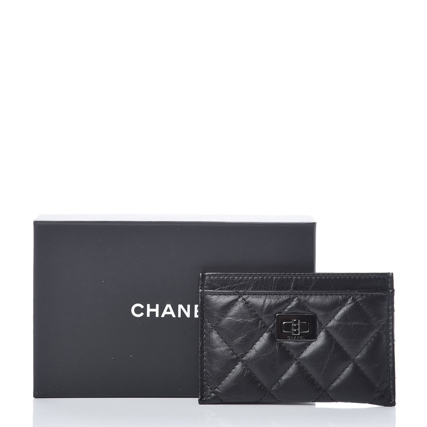 Aged Calfskin Quilted Reissue Card Holder So Black