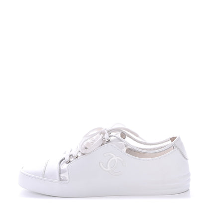 Chanel Calfskin PVC Womens CC Sneakers 39 White Transparent 1 of 10